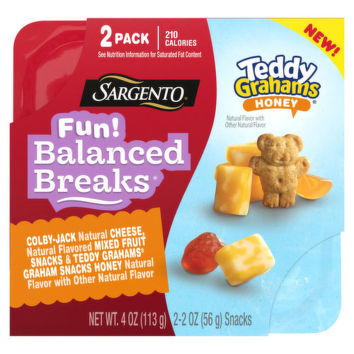 Sargento Balanced Breaks Snacks, Colby Jack/Teddy Grahams Honey, 2 Pack