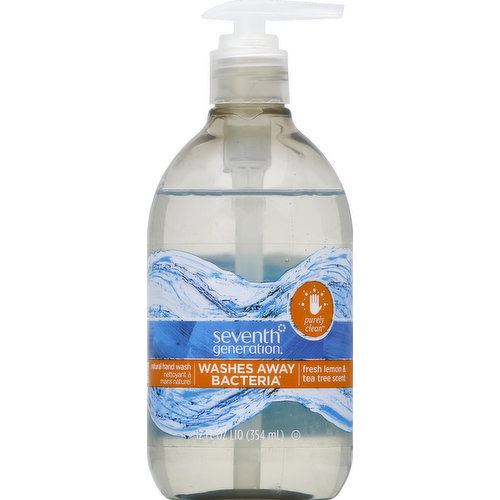 Washes away bacteria (Pump soap into hands, lather and wash for 20 seconds and rinse). Just a gentle formula, with plant-based ingredients, that does what it's supposed to do. It's Natural: 97% USDA Certified Biobased Product. Cruelty free. No dyes, no synthetic fragrances, no phthalates. Learn more at seventhgeneration.com. seventhgeneration.com. 100% post-consumer recycled plastic bottle. how2recycle.info. Contains US and imported ingredients. Made in USA.