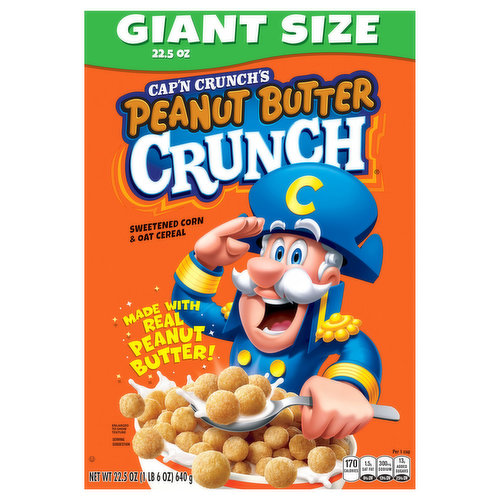 Cap'n Crunch Cereal, Peanut Butter Crunch, Giant Size