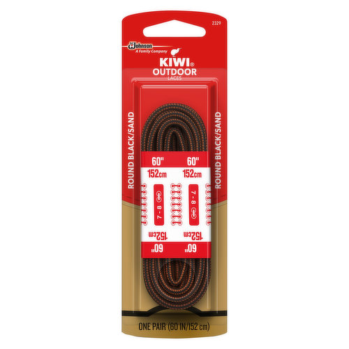 Kiwi Outdoor Laces, Round Black/Sand, 60 Inches