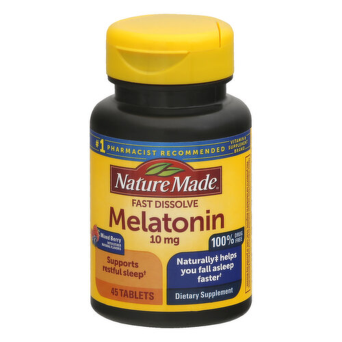 Nature Made Melatonin, Fast Dissolve, 10 mg, Tablets, Mixed Berry