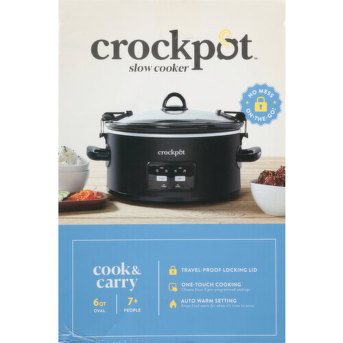 6 Quart Slow Cooker Cook & Carry Locking Lid Auto Warm Setting One-Touch  Control