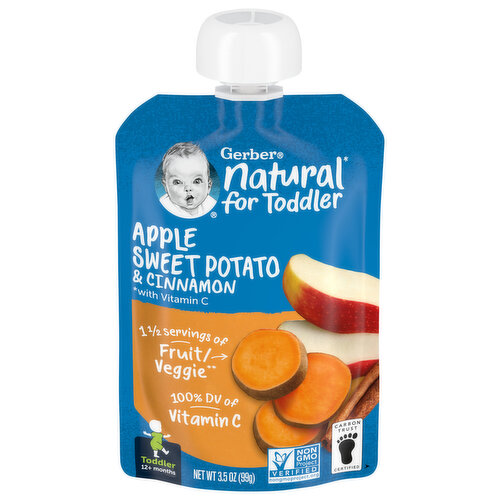 Gerber Natural for Toddler Apple Sweet Potato & Cinnamon, with Vitamin C, Toddler (12 Months)