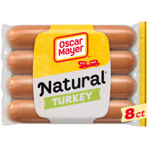 We'll be frank – we kept what you loved and took out what you didn't with Oscar Mayer Natural Selects Uncured Turkey Franks Hot Dogs. Made with no artificial ingredients, our turkey hot dogs contain no added nitrates or nitrites, except those occurring naturally in cultured celery juice, so you can enjoy the delicious taste you love and quality you expect. Grill our natural turkey dogs for a family BBQ, roast over a campfire or cook in the kitchen for a quick and easy meal. Each 8-count pack of natural hot dogs comes in a 16-ounce resealable pack to keep them fresh in the refrigerator.
