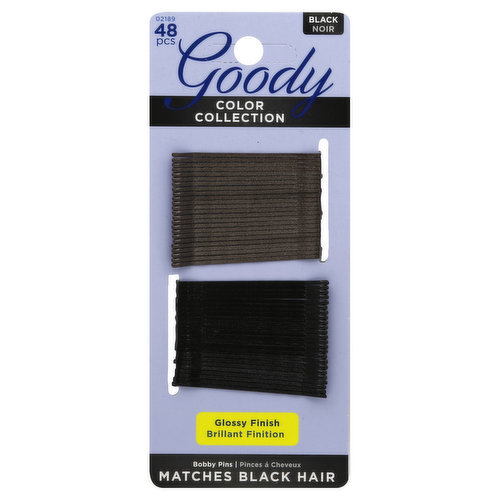 Goody Color Collection Bobby Pins, Black, Glossy Finish
