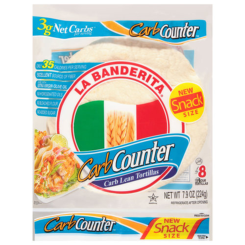 La Banderita Carb Counter Flour Tortillas, Carb Lean, Snack Size