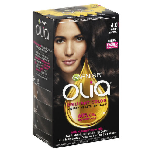 Olia Brilliant Color Permanent Haircolor, Dark Brown 4.0