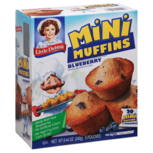 Made with real blueberries. Do you know the muffin man's secret? His blueberrry mini muffin recipe uses ingredients fit for a king! The muffin man is very choosy about blueberries! He searched near and far to find the perfect berries. He uses the very best wild blueberries for his mini muffins. Adding a smile and a dash of cheer, he mixes these special little berries into every batch of blueberry mini muffins! The muffin man knows wild blueberries are always frozen within 24 hours of harvest - at the height of nutrient value and deliciousness. That's a secret he is proud to share!