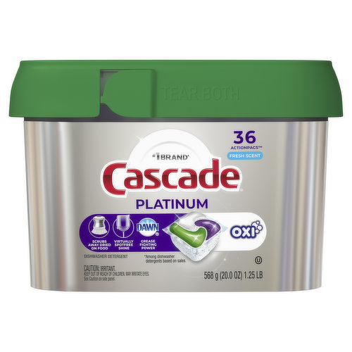 Cascade Cascade Platinum + Oxi Dishwasher Pods, 36 Count