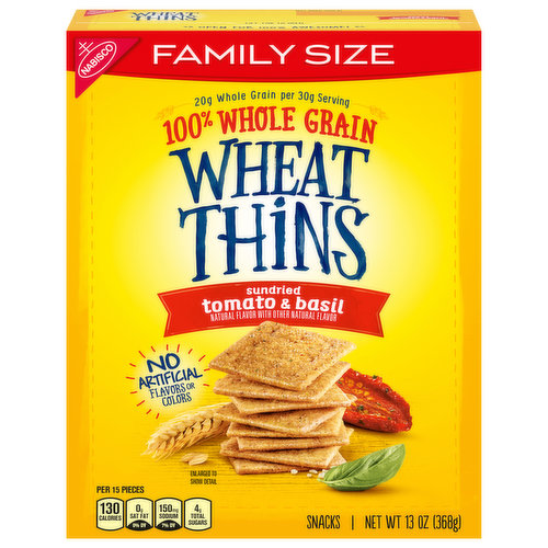 WHEAT THINS Sundried Tomato & Basil Whole Grain Wheat Crackers, Family Size