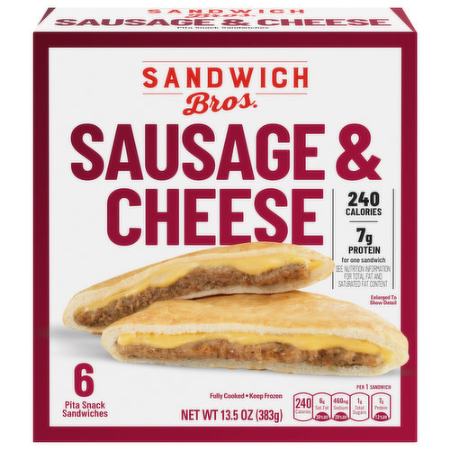 Sandwich Bros. Pita Snack Sandwiches, Sausage & Cheese