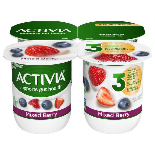 Activia Yogurt, Mixed Berry, Low Fat