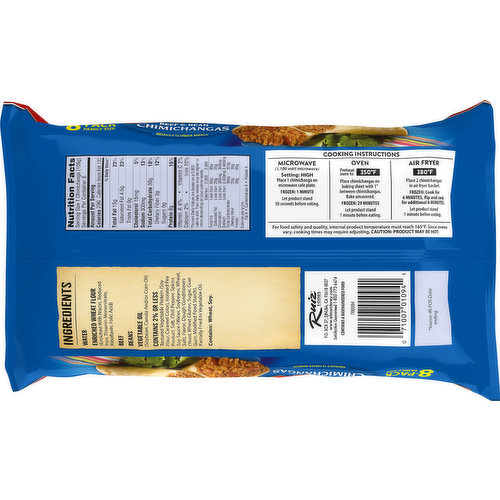 Calories in El Monterey Beef & Bean Chimichangas and Nutrition Facts