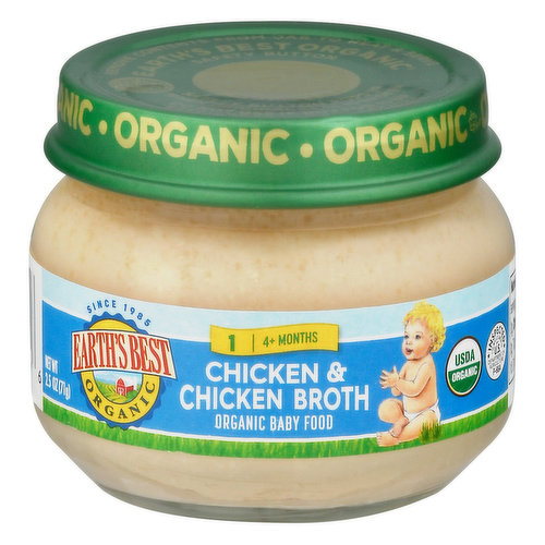 Baby Food, Organic, Chicken & Chicken Broth, Stage 1 (4+ Months)
