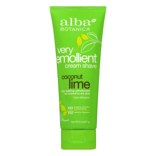 Alba Botanica Very Emollient Cream Shave, Coconut Lime