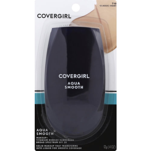 CoverGirl AquaSmooth Makeup, + Titanium Dioxide Sunscreen, Classic Ivory 710