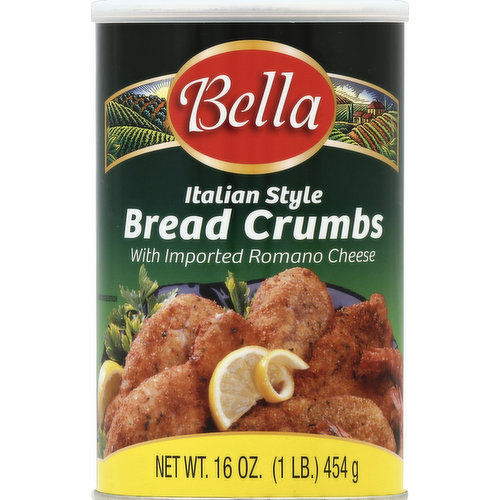 Bella Italian Style Bread Crumbs have many uses. Try them in meatloaves, casseroles, croquettes and stuffing or use as a breading for seafood, chicken, cutlets or vegetables. Even regular hamburgers taste better when Bella Italian Style bread crumbs are mixed in with ground meat. Try some tonight. Product of USA.