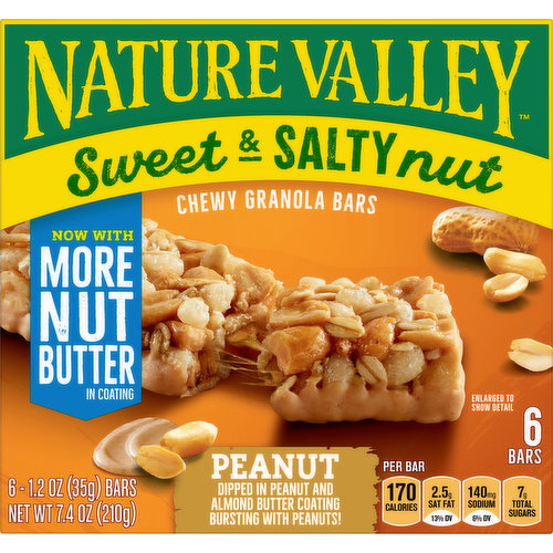 Granola Bars, Chewy, Peanut, Sweet & Salty Nut, 6 Pack