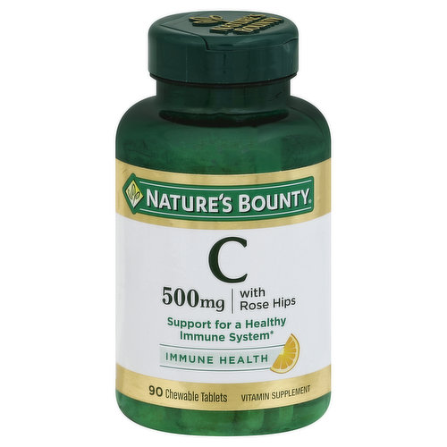Nature's Bounty Vitamin C, with Rose Hips, 500 mg, Chewable Tablets
