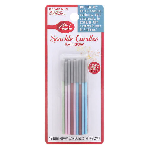 Betty Crocker Sparkle Candles, Rainbow, 3 Inch