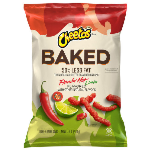 Cheetos Cheese Flavored Snacks, Flamin' Hot Limon Flavored, Baked