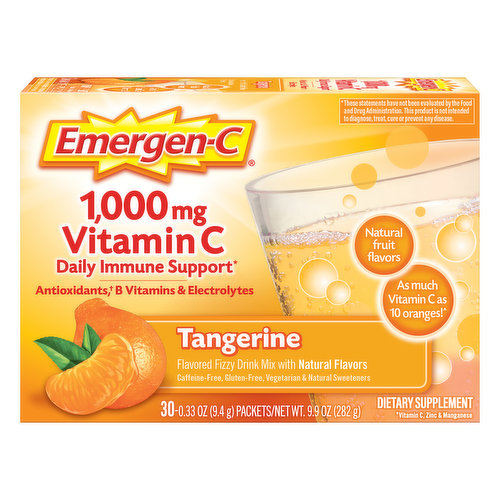 Emergen-C Vitamin C, 1,000 mg, Tangerine, Fizzy Drink Mix