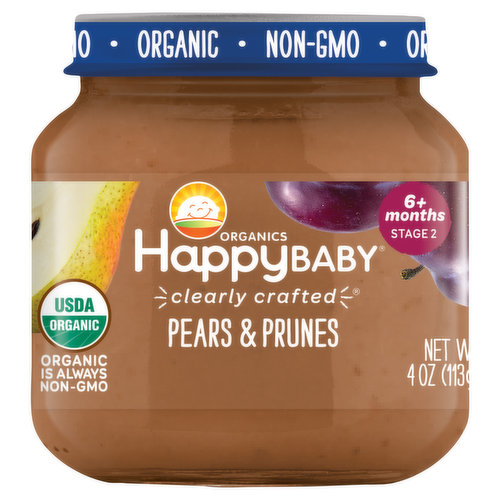 HappyBaby Organics Baby Food, Pears & Prunes, Clearly Crafted, Stage 2 (6+ Months)