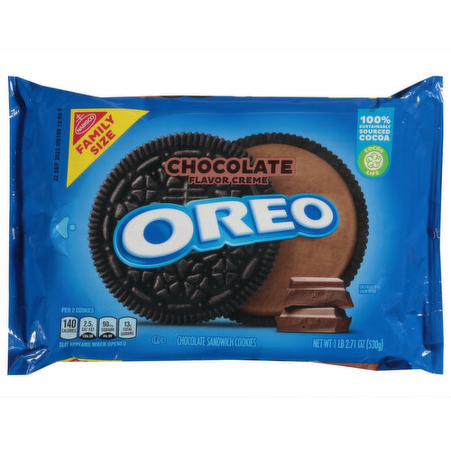 Oreo Chocolate Sandwich Cookies, Chocolate Flavor Creme, Family Size