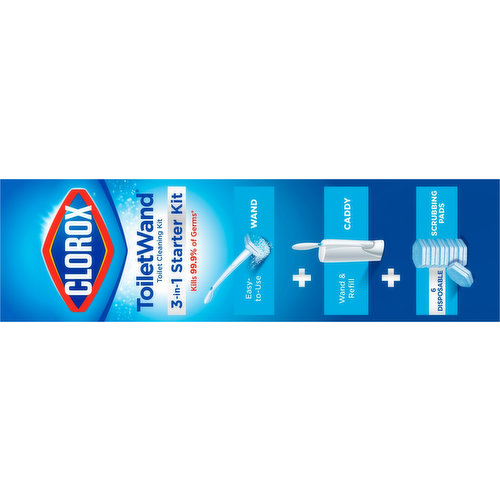 Clorox Toilet Cleaning System - 1 Toiletwand, 1 Storage Caddy and 6 Refill  Heads