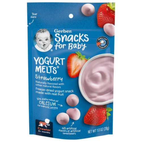 Gerber Snacks for Baby Yogurt Melts, Strawberry, Crawler (8+ Months)