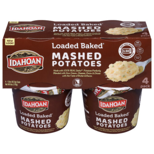 Idahoan Mashed Potatoes, Loaded Baked, 4 Pack