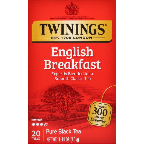 Twinings Black Tea, Pure, English Breakfast, Tea Bags
