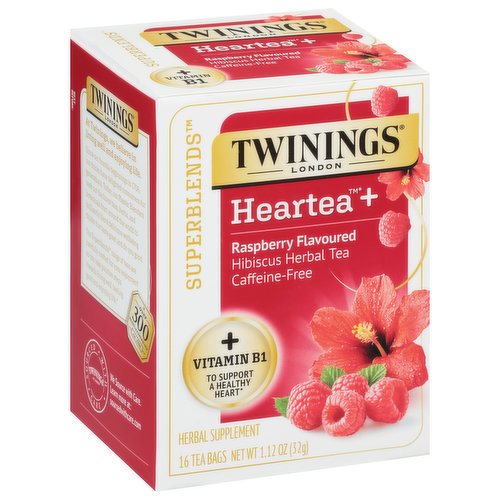 Twinings Superblends Herbal Tea, Heartea +, Raspberry Flavoured, Hibiscus, Tea Bags