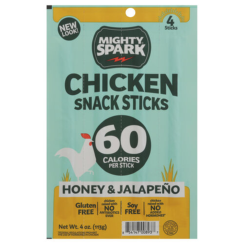 Mighty Spark Chicken Snack Sticks, Honey & Jalapeno