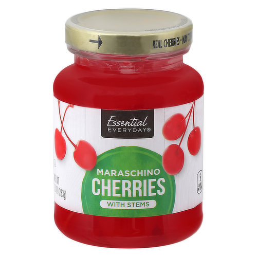 Essential Everyday Cherries, with Stems, Maraschino