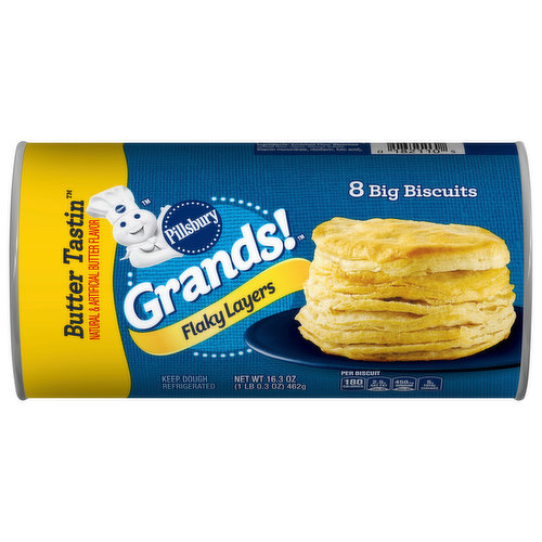 Make family meals grand with the home-baked goodness of Grands! Biscuits. Buttery, flaky and fresh from the oven, every bite will remind you of that warm homemade feeling you love. Our recipe includes no colors from artificial sources and no high fructose corn syrup.