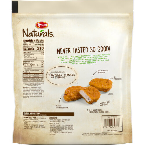 Tyson Frozen Gluten Free Chicken Breast Nuggets