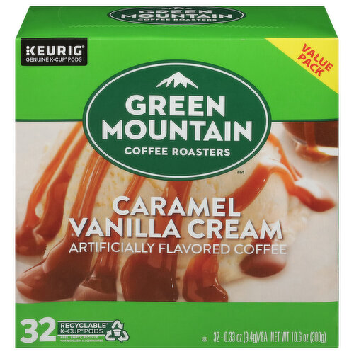 Green Mountain Coffee Roasters Coffee, Caramel Vanilla Cream, K-Cup Pods, Value Pack