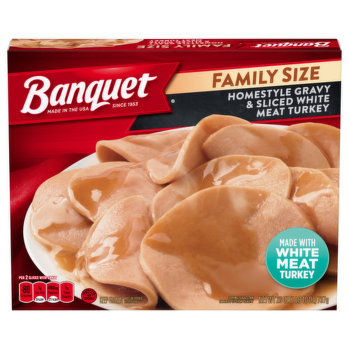 Banquet Family Size Homestyle Gravy and Sliced White Meat Turkey Frozen Meal