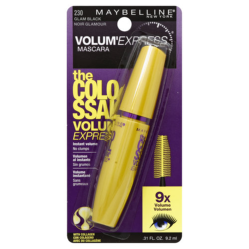 maybelline The Colossal Mascara, Washable, Glam Black 230