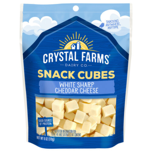 Crystal Farms Cheese Snack Cubes, White Sharp Cheddar