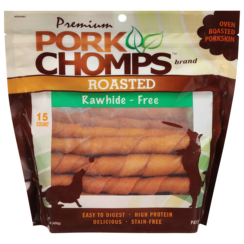 Pork Chomps Dog Treat, Rawhide-Free, Roasted, Premium