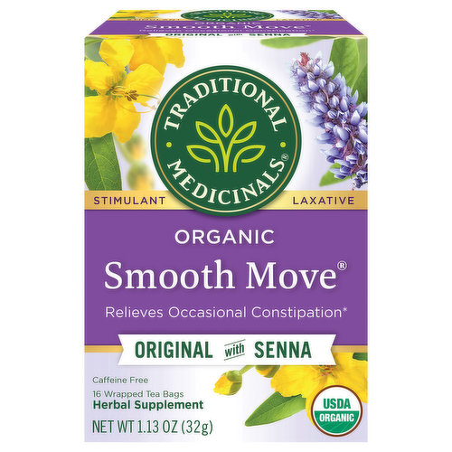 Traditional Medicinals Smooth Move Herbal Supplement, Organic, Original with Senna, Bags