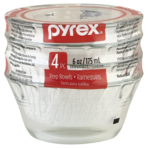 Pyrex Prep Bowls, 6 Ounce