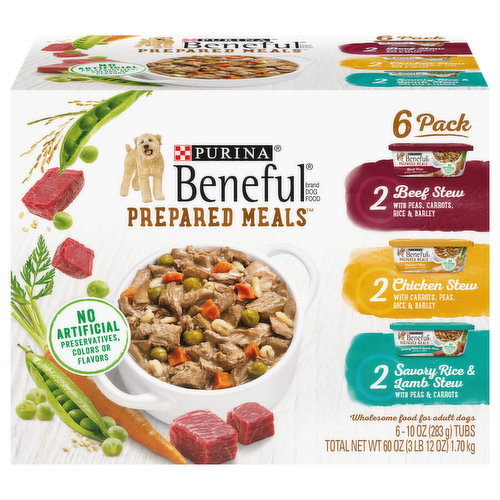 Beneful Dog Food, Prepared Meals, Adult, 6 Pack