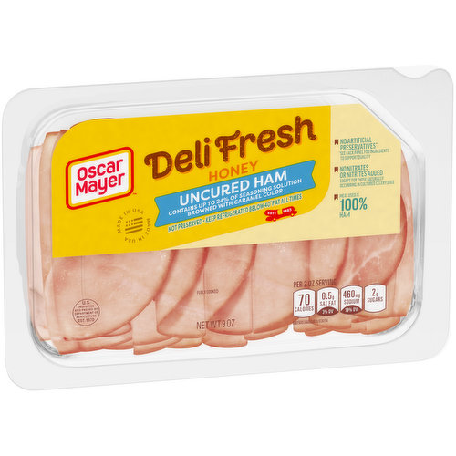 Oscar Mayer Deli Fresh Honey Uncured Ham Sliced Lunch Meat, 9 oz Tray