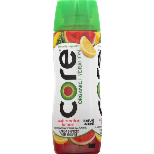 Core Water Beverage, Organic, Watermelon Lemon 16.9 Oz