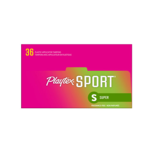 Playtex Sport Tampons, Unscented Regular Absorbency, 18 Count 