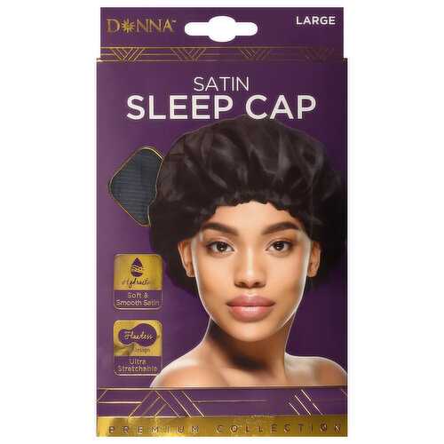 Donna Premium Collection Sleep Cap, Satin, Black, Large