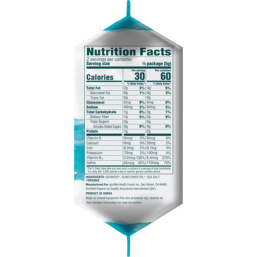 Seaweed nutrition facts outlet
